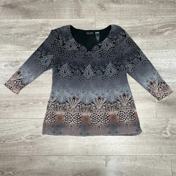 Axcess by Liz Claiborne 3/4 Sleeve Blouse Boho XL - Picture 4 of 14